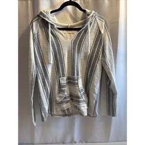 Ocean Drive Women Small Striped Hoodie Long Sleeve Sweatshirt Beachy Hobo